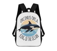 sinyumoney 3D Printed Orcinus Orca King of The Ocean Children Backpacks Kids Cute School Backpack Outdoor Casual Daypack for Boys Middle School Students 17inch