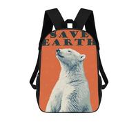 sinyumoney 3D Printed Original Save Earth Polar Bear School Book Bags Fashion Kids Large Capacity Backpack Children School Bag Travel Rucksacks 17inch