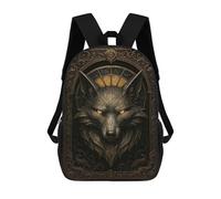 sinyumoney 3D Printed Ornate Fox Head - Gothic Elegance Fantasy Poster School Backpack With Big Pockets for Kids Children's Backpacks Boy Girl Book Bags Kids School Bag 17inch