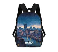 sinyumoney 3D Printed Osaka Japan Rainy Night Cityscape Children Backpacks Kids Cute School Backpack Outdoor Casual Daypack for Boys Middle School Students 17inch