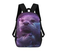 sinyumoney 3D Printed Otter Duo in Purple Light Children School Backpack Fashion Rucksack Casual Travel 17inch Backpacks Large Capacity Daypack for Boys Girls