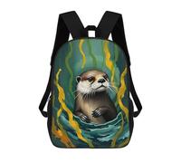 sinyumoney 3D Printed Otter in Seaweed Children Backpacks Kids Cute School Backpack Outdoor Casual Daypack for Boys Middle School Students 17inch