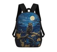 sinyumoney 3D Printed Owl Under Moonlight Children Backpacks Kids Cute School Backpack Outdoor Casual Daypack for Boys Middle School Students 17inch