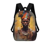 sinyumoney 3D Printed Painted African Tribal Man School Backpack for Kids Children's 17inch Backpacks Boy Girl Book Bags Kids School Bag