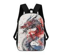 sinyumoney 3D Printed Painting Chinese Dragon Children's 17inch School Backpack for Kids High Capacity Travel Rucksacks Fashion Book Bags Kids School Bag