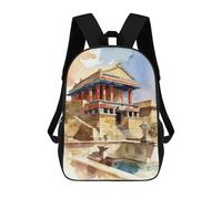 sinyumoney 3D Printed Palace Knossos Watercolor School Backpack With Big Pockets for Kids, Children's Backpacks Book Bags Kids School Bag 17inch