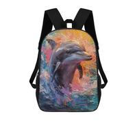 sinyumoney 3D Printed Palette Dolphin Painting School Bag Boys Girls Children's 17inch Backpack School Backpack Casual Fashion Backpack for in School Or Travel