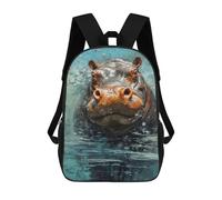 sinyumoney 3D Printed Palette Hippo Painting Children's 17inch School Backpack for Kids High Capacity Travel Rucksacks Fashion Book Bags Kids School Bag