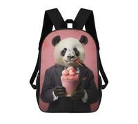 sinyumoney 3D Printed Panda with Ice Cream School Backpack for Kids Children's 17inch Backpacks Boy Girl Book Bags Kids School Bag