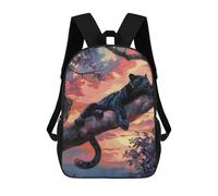 sinyumoney 3D Printed Panther Sunset Slumber Children Backpacks Kids Cute School Backpack Outdoor Casual Daypack for Boys Middle School Students 17inch