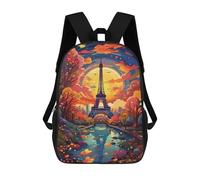 sinyumoney 3D Printed Paris Eiffel Tower Autumn Scenery School Backpack Book 17inch Bags Fashion Backpacks Large Capacity Backpack Children Travel Rucksacks