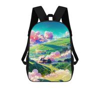 sinyumoney 3D Printed Pastel Hills And Clouds -1 Children's School Backpack for Kids High Capacity Travel Rucksacks Fashion Book Bags Kids School Bag Back Pack 17inch