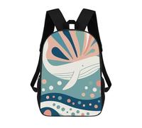 sinyumoney 3D Printed Pastel Whale Children Backpacks Kids Cute School Backpack Outdoor Casual Daypack for Boys Middle School Students 17inch