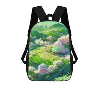 sinyumoney 3D Printed Pastoral Clouds And Green Fields Children's School Backpack for Kids High Capacity Travel Rucksacks Fashion Book Bags Kids School Bag Back Pack 17inch