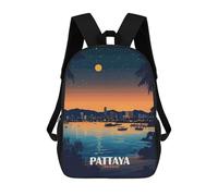 sinyumoney 3D Printed Pattaya Thailand Cityscape at Night Children's School Backpack for Kids High Capacity Travel Rucksacks Fashion Book Bags Kids School Bag Back Pack 17inch