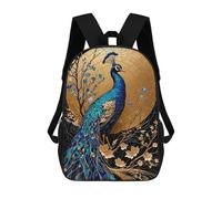 sinyumoney 3D Printed Peacock Kintsugi Art School Backpack for Kids Children's 17inch Backpacks Boy Girl Book Bags Kids School Bag