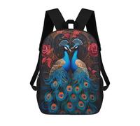 sinyumoney 3D Printed Peacock Love Artistic Romance School Backpack With Big Pockets for Kids, Children's Backpacks Book Bags Kids School Bag 17inch