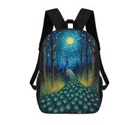 sinyumoney 3D Printed Peacock Moonlight Starry Night Children's School Backpack for Kids High Capacity Travel Rucksacks Fashion Book Bags Kids School Bag Back Pack 17inch