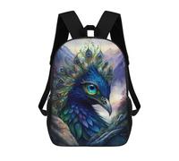 sinyumoney 3D Printed Peacock Mythical Land School Bags Kids Backpacks Casual Fashion Backpacks Book Bags for Boys Elementary And Middle School Students 17inch
