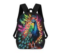sinyumoney 3D Printed Peacock Watercolor Art Children Backpacks Kids Cute School Backpack Outdoor Casual Daypack for Boys Middle School Students 17inch