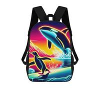 sinyumoney 3D Printed Penguin Escapes Orca Children Backpacks Kids Cute School Backpack Outdoor Casual Daypack for Boys Middle School Students 17inch