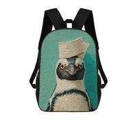 sinyumoney 3D Printed Penguin in Sailor Hat Painting School Backpack With Big Pockets for Kids Children's Backpacks Boy Girl Book Bags Kids School Bag 17inch