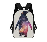 sinyumoney 3D Printed Penguin Silhouette Galaxy School Backpack for Kids Children's 17inch Backpacks Boy Girl Book Bags Kids School Bag