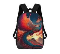 sinyumoney 3D Printed Phoenix Rising Mythical Firebird Artwork -4 School Bags Kids 17inch Backpacks Casual Fashion School Bag Backpacks Book Bags for Boys Elementary And Middle School Students