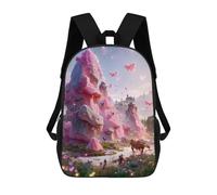 sinyumoney 3D Printed Pink Crystal Mountains Children Backpacks Kids Cute School Backpack Outdoor Casual Daypack for Boys Middle School Students 17inch