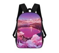 sinyumoney 3D Printed Pink Lake Sunset Children's School Backpack for Kids High Capacity Travel Rucksacks Fashion Book Bags Kids School Bag Back Pack 17inch