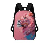 sinyumoney 3D Printed Pink Lion Art Print-1 Children's School Backpack for Kids High Capacity Travel Rucksacks Fashion Book Bags Kids School Bag Back Pack 17inch