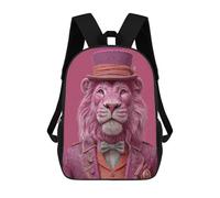 sinyumoney 3D Printed Pink Lion in Top Hat School Bag Boys Girls Children's 17inch Backpack School Backpack Casual Fashion Backpack for in School Or Travel