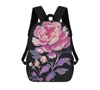 sinyumoney 3D Printed Pink Peony Children Backpacks Kids Cute School Backpack Outdoor Casual Daypack for Boys Middle School Students 17inch