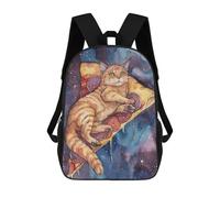 sinyumoney 3D Printed Pizza Cat in Space Galaxy Children Backpacks Kids Cute School Backpack Outdoor Casual Daypack for Boys Middle School Students 17inch