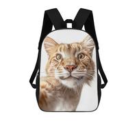 sinyumoney 3D Printed Playful Wild Cat Taking Selfie School Bag Boys Girls Children's School Backpack Casual Fashion Backpack for in School Or Travel 17inch