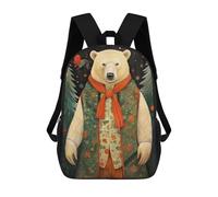 sinyumoney 3D Printed Polar Bear Xmas Children's 17inch School Backpack for Kids High Capacity Travel Rucksacks Fashion Book Bags Kids School Bag