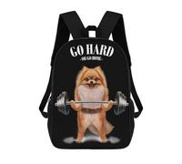 sinyumoney 3D Printed Pomeranian Weightlifting School Bag Boys Girls Children's 17inch Backpack School Backpack Casual Fashion Backpack for in School Or Travel