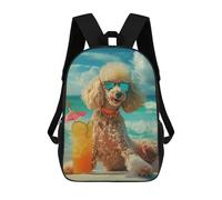 sinyumoney 3D Printed Poodle Cocktail Beach Sun Children Backpacks Kids Cute School Backpack Outdoor Casual Daypack for Boys Middle School Students 17inch