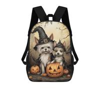 sinyumoney 3D Printed Poodle Halloween Witch Hat Children's 17inch School Backpack for Kids High Capacity Travel Rucksacks Fashion Book Bags Kids School Bag