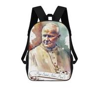 sinyumoney 3D Printed Pope Saint John Paul II School Bag Boys Girls Children's School Backpack Casual Fashion Backpack for in School Or Travel 17inch