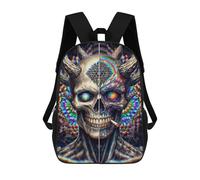 sinyumoney 3D Printed Psychedelic Devil Skull Art Print School Bag Boys Girls Children's 17inch Backpack School Backpack Casual Fashion Backpack for in School Or Travel