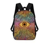 sinyumoney 3D Printed Psychedelic Eye Art Print-2 Children's 17inch School Backpack for Kids High Capacity Travel Rucksacks Fashion Book Bags Kids School Bag