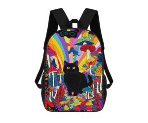 sinyumoney 3D Printed Psychedelic Mushroom Cat Art Print-2 School Backpack With Big Pockets for Kids Children's Backpacks Boy Girl Book Bags Kids School Bag 17inch