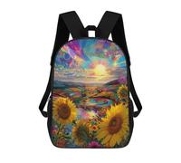 sinyumoney 3D Printed Psychedelic Sunflower Fields School Bags Kids 17inch Backpacks Casual Fashion School Bag Backpacks Book Bags for Boys Elementary And Middle School Students