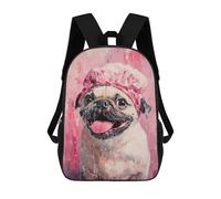 sinyumoney 3D Printed Pug Dog Bath Cap Painting School Backpack for Kids Children's 17inch Backpacks Boy Girl Book Bags Kids School Bag