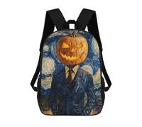 sinyumoney 3D Printed Pumpkin Head in Starry Night Children Backpacks Kids Cute School Backpack Outdoor Casual Daypack for Boys Middle School Students 17inch