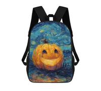 sinyumoney 3D Printed Pumpkin Starry Night Painting-1 Children School Backpack Fashion Rucksack Casual Travel 17inch Backpacks Large Capacity Daypack for Boys Girls