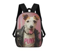sinyumoney 3D Printed Punk Dog Art Print-4 Children's School Backpack for Kids High Capacity Travel Rucksacks Fashion Book Bags Kids School Bag Back Pack 17inch