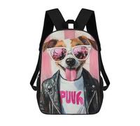 sinyumoney 3D Printed Punk Dog Fashion Sunglasses Children's 17inch School Backpack for Kids High Capacity Travel Rucksacks Fashion Book Bags Kids School Bag