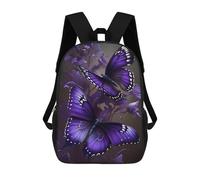 sinyumoney 3D Printed Purple Butterfly Artwork School Backpack With Big Pockets for Kids Children's Backpacks Boy Girl Book Bags Kids School Bag 17inch